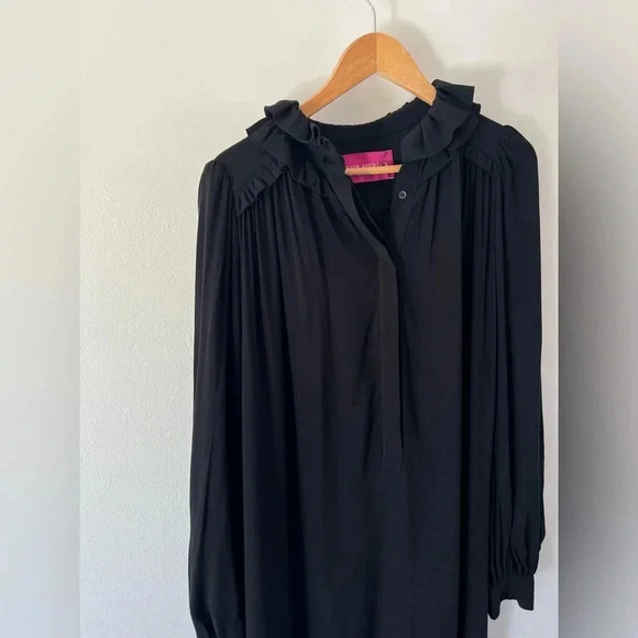 Heidi Merrick Collection Wightman Kaftan Black Long Sleeve Midi Dress Size Large - Picture 5 of 12
